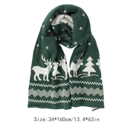 Unisex Christmas Reindeer Snowflake Scarf Fall Winter Warm Knit Long Scarf2