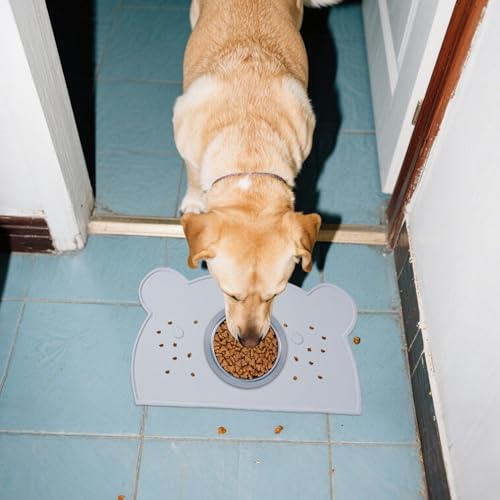 Hundewassermatte, Futtermatte für Hunde Futter-Pad für Tiere mit erhöhten Kanten | Rutschfestes waschbares Silikontaft in Bärenform-9