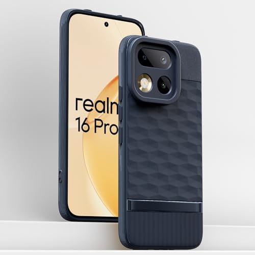 Image of Pikkme Back Cover for Realme 16 Pro 5G Camera Protection 3D Hexa Cube Design Silicone Protective Bumper Case (Blue)