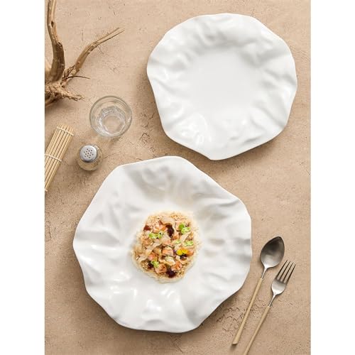 Talerz gastronomiczny, biały ceramiczny plisowany talerz w kształcie handlowym, talerz do restauracji hotelowej, płytki, specjalny talerz
