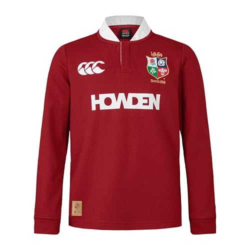 British & Irish Lions Canterbury Junior Unisex Official Canterbury Long Sleeve Classic Rugby Jersey, Red Dahlia, 14 Years