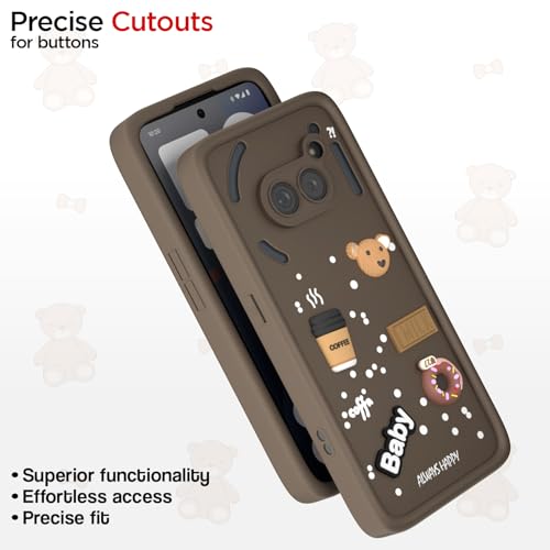 Image of Outlouders Back Cover for Nothing Phone 2A / Nothing Phone 2A Plus | 3D Cartoon Bear Cute Fun Silicone Full Body Protection Bumper Case (Brown)