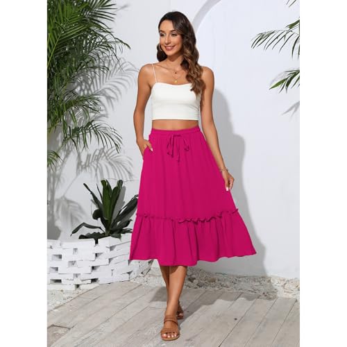 Image of Witsmile High Waist Tiered Skirts for Women Flowy Skirts for Women Long Length with Pockets 2026 Fashion Trendy