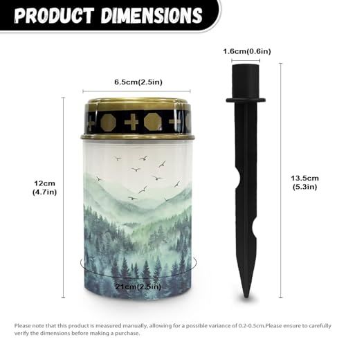 Image of Forest Pattern Cemetery Solar Lights Water Resistant LED Flameless Candle Grave Lights Solar Powered Grave Decor Memorial Gift Outdoor Garden Decor Light for Prayer 2 Pcs