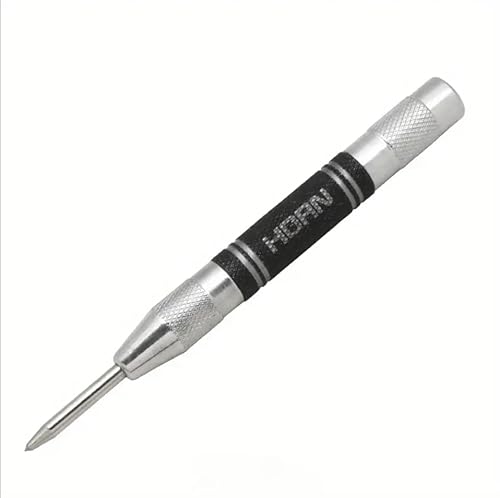 Punzón central automático de aleación de acero de tungsteno de 5 pulgadas, herramienta de taladro de metal ajustable con resorte para carpintería y marcado (1 unidad)