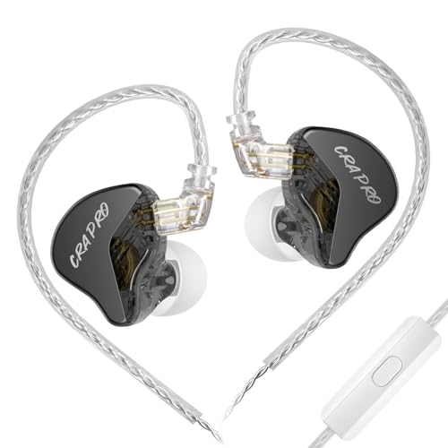 Hifi Kingdom CCA CRA PRO 超薄型DLCダイナミックドライバーインイヤーモニター0.75mm 2Pin有線イヤホン（Black With Mic）