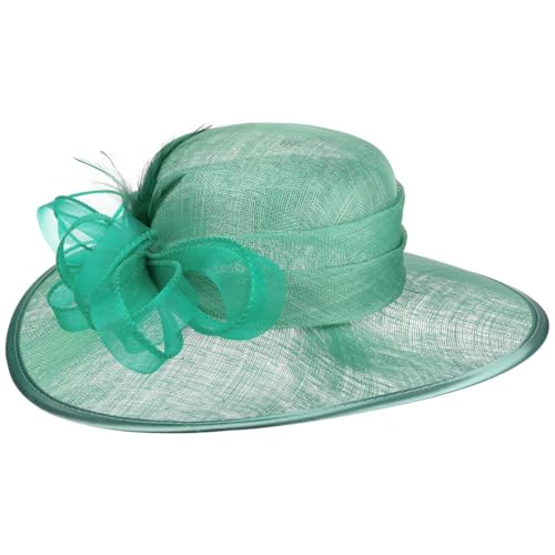 Lierys CHAPEAUSHOP Arborley Chapeau de Ceremonie a Large Bord en Paille Abaca avec Ruban noue et Plumes Fabrique en Italie Femme Printemps Ete
