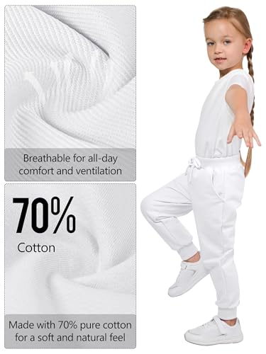 Resinta 4 Pack Girls' and Toddler Sweatpants Kids Active Jogger Pants Girls Casual Pull On Pants with Drawstring Pockets3