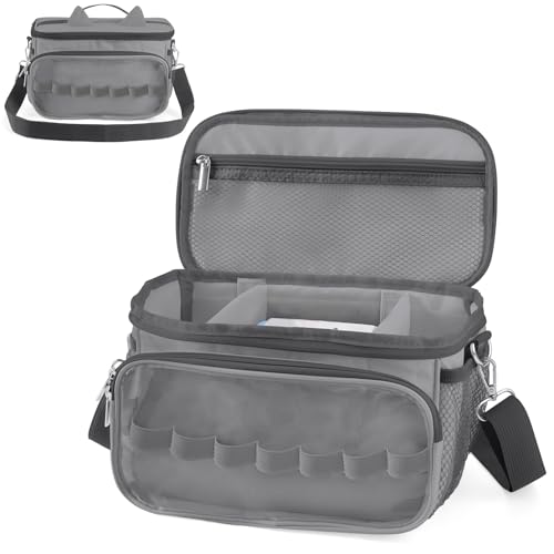 Sac pour Toniebox Tonie - Rangement pour figurines auditives Tonies - Sac de transport avec bandoulière - Pour kit de démarrage Toniebox et accessoires - Figurine Tonies (gris)