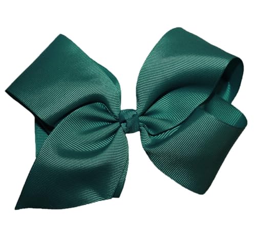 WEBB DIRECT2U Girls Large 6" Grosgrain Knotted Boutique Hair Bow Alligator Clip Hunter Green