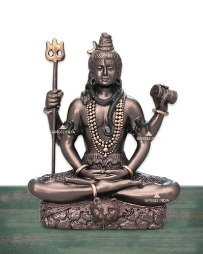 Gangesindia Mediating Shiva Hindu Religious Gods Cold Cast Bronze Resin Decorative for Home-Office, Puja Room, Car Dashboard (Shiva Ji)