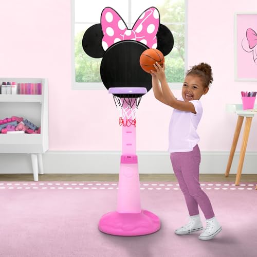 Image of Minnie Mouse Plastic Basketball Set by Delta Children - Includes Basketball Hoop, 1 Basketball and Ball Pump
