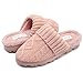 ONCAI Chaussons Femmes-Mousse à Mémoire Chaleur Pantoufles Moelleuses pour Femme-Hiver Antidérapant Tricot Toison Doublure Babouche Mules-Extérieur et Intérieur Peluche Chaussons Maison,36 EU,Rose