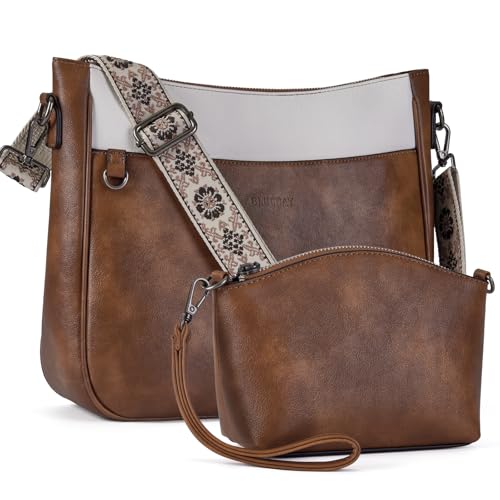 Image of 2PCS /Set Crossbody Bags for Women,Vegan Leather Hobo Purse Wallet For Women Set,Shoulder Bags With 2 Adjustable Strap