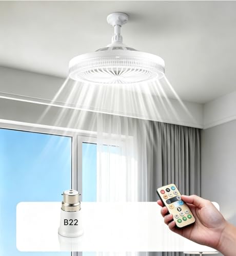 Image of YUQBLITTY Ceiling Fans with Lights Bayonet Fitting E27 to B22 Converter 30W