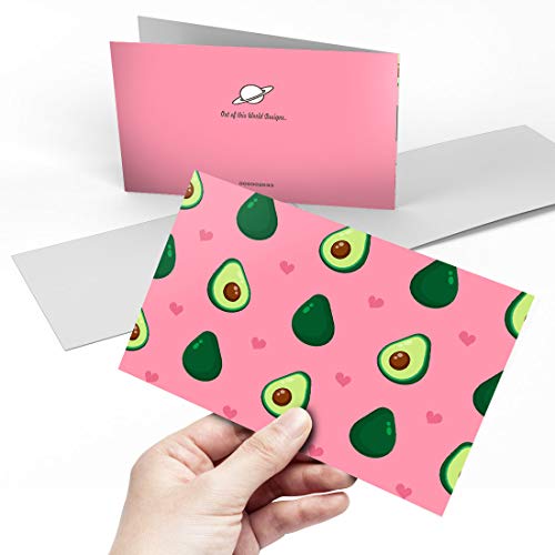 Biglietto di auguri (A5) – rosa avocado divertente e simpatico biglietto di auguri vuoto per feste di compleanno per bambini e ragazze #2033