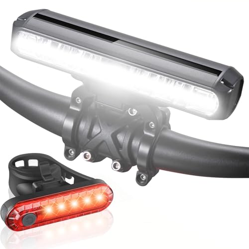 AKALATE Ultra Bright Bicycle Lights Front and Rear, Powerful USB Rechargeable Bike Light Set, Aluminum Alloy Bike Headlight and Back Taillight for Night Riding, Waterproof LED Light for Mountain Bike