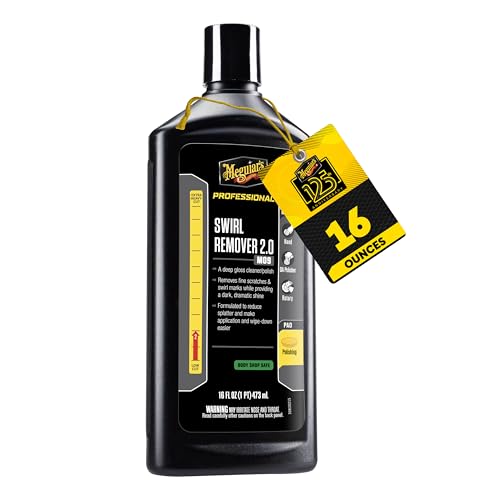 Meguiar’s Professional Swirl Remover 2.0, Polishing Compound, Car Scratch and Swirl Remover that Restores Shine and Gloss, Use On Exterior Paint and Clear Coat By Hand Or Machine - 16 Oz Bottle