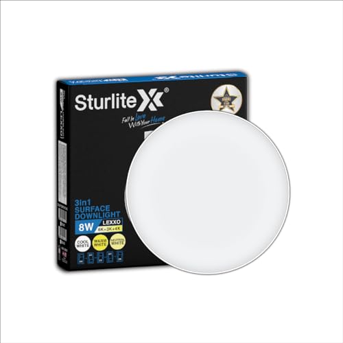Image of Sturlite Lexxo 8W (3in1) Round LED Surface Light| Warm, Neutral & Cool White Color Temperature | 640 Lumens with CRI Tech for Accurate Color Representation - (Pack of 1) LED Bulb
