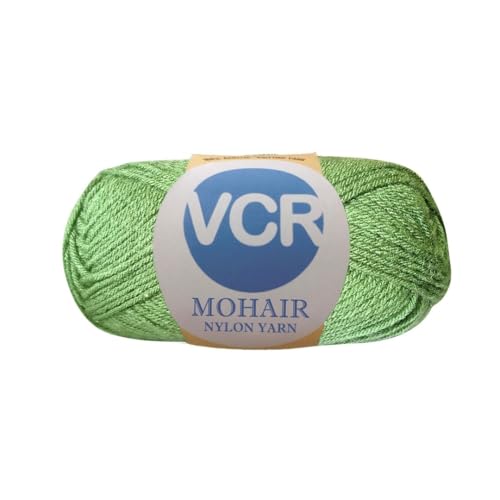 Image of VCR Mohair Nylon Leaf Green Yarn, 100 Grams Hank, 196 Meters Length, Acrylic 75%, Mohair Nylon 25%, Pack of 1 Yarn, Soft Crosia Threads, Suitable for Winter Garments.