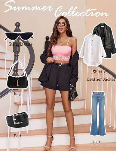 Image of Avidlove Bralettes for Women Lace Spaghetti Strap Tank Top Tube Slim Basic Camisole