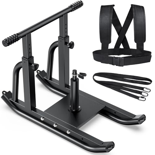 TYRSEN Weight Sled, Heavy-Duty Push Pull Sled, Adjustable Height Handle, Workout Fitness Sled for Training- Running Speed, Agility, Football, Strength- Suitable for 1" & 2" Plates