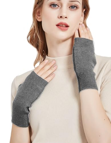 Novawo Wool Blend Fingerless Gloves Soft Arm Warmers Flexible Typing Gloves thumb #2
