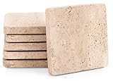 SPESHSTONES Set di 6 sottobicchieri in marmo fatti a mano in travertino da 9,5 cm per beva...
