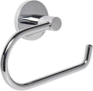 Home Treats Chrome Bathroom Toilet Roll Holder Round. Wall Mounted Toilet Paper Holder Stainless Steel (Non Self Adhesive)