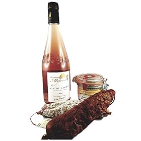 Coffret cadeau de savoie: 1 bouteille de rosé, 1 terrine, 2 saucissons pur porc – idée cadeau Noel