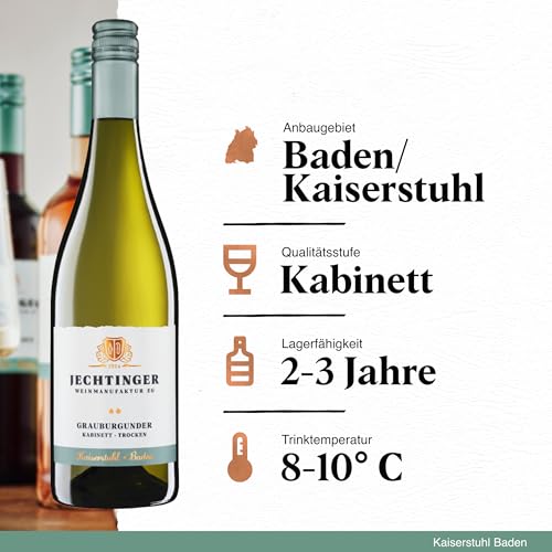 Jechtinger Weißwein Probier-Paket - Grauburgunder, Weißburgunder & Souvignier Gris je 2 Flaschen, frisch & fruchtig, deutsche Weißweine vom Kaiserstuhl (6 x 0,75l)