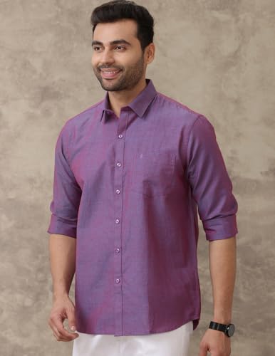 RAMRAJ COTTON Full Sleeves Men Linen Cotton Shirt Dark Purple LF17-F42