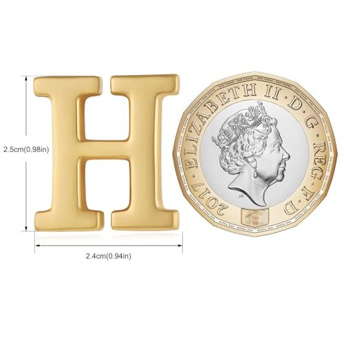 Image of HONEY BEAR Mens Womens Initial Alphabet Letter Lapel Pins Collar Badge Brooches for Business Wedding Graduation Gift Matte Gold 0.59 inches