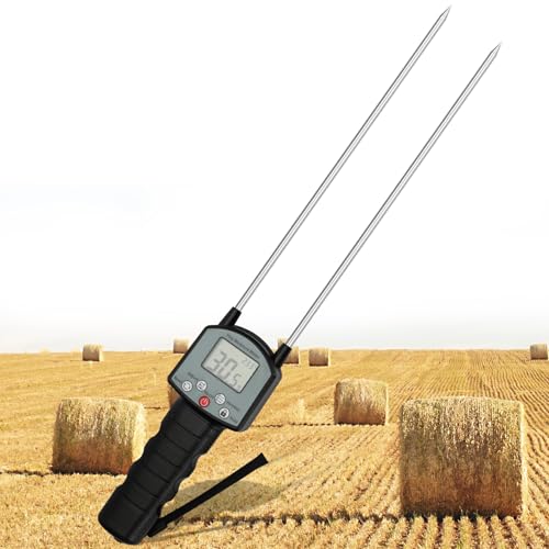 TK100H Hay Moisture Tester Portable Accurate Hay Moisture Meter Hay Moisture Tester Probe with Backlit Large Screen Hay Tester Probe for Froage Alfalfa Orchard Grass Bales