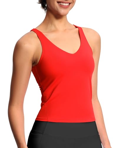 Image of THE GYM PEOPLE Women's Longline Sports Bra Wirefree Padded Workout Yoga Tank Top