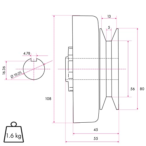 EBERTH Fliehkraftkupplung für 19,05mm Ø Welle, Benzinmotor Kupplung, diverse Anwendungen, Go Kart, Pocket Bike, Quad, Motorrad, Dirt Bike, Fliehkraftkupplung mit 6 Backen für Standmotor Benzin Motor