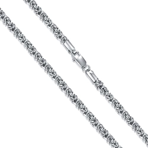 Solid 925 Sterling Silver 2.4MM/3.5MM Byzantine Chain Bracelet for Men Women,with Lobster Claw Clasp,Made in Italy 6.5/7/7.5/8 Inch2