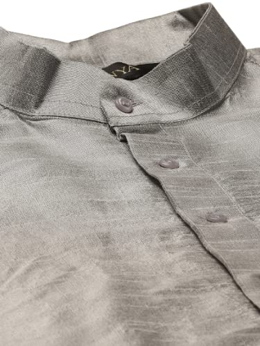 Image of SOJANYA (Since 1958, Men's Silk Blend Grey Kurta Pyjama & Silk Blend Jacket Combo