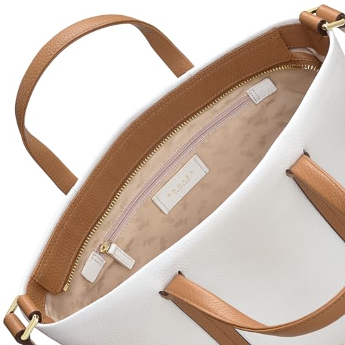 Image of RADLEY London Farringdon Women's Medium Leather Ziptop Satchel Bag, Bright White