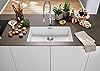 BLANCO SUBLINE 700-U | Granitdiskbänk av SILGRANIT vulkanisk grå | installationstyp: Underkonstruktion | för 80 cm breda underskåp | handfatsform 2 i 1: två bassänger, en utskärning och endast #1