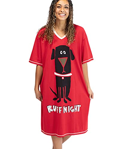 LazyOne Nightshirts for Women, Animal Designs, Dog, Lab, Rough Night (Ruff Night, One Size)