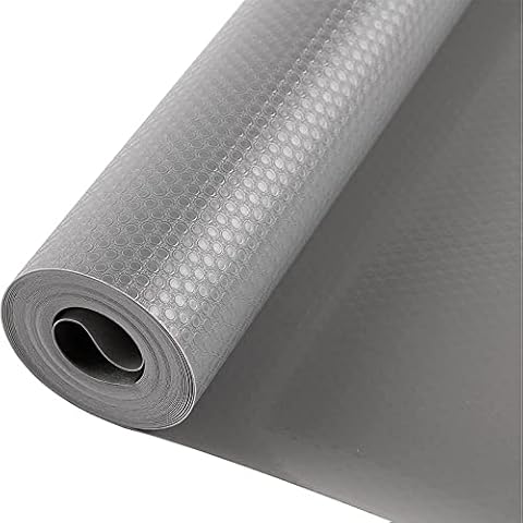 Zindoo Drawer liners Kitchen Fridge Liners Mats Antibacterial Shelf Liner Non Slip Cupboard Liner Waterproof Washable Draw Liners for Kitchen Cupboards Wardrobe Bedroom Office(Grey-30x150cm) Cover