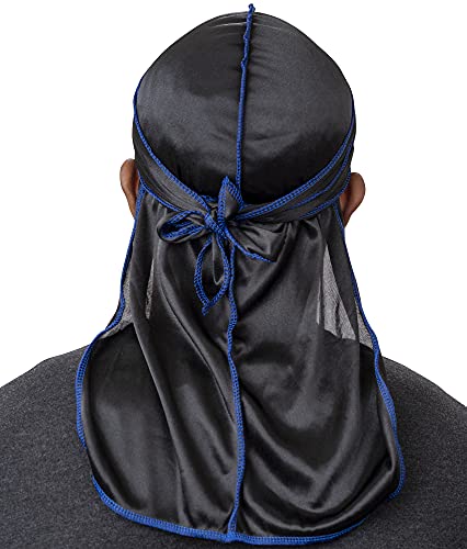 Veeta Superior Silk Durag - Smooth Silk Durag for Men & Women, Long Double Wide Straps, Outside Seam Triple Stitch Du Rag