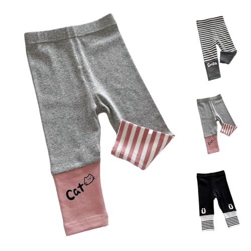 Toddler Girls Stripes High Waist Leggings Solid Stretchy Leggings Soft Lightweight Yoga Pants for Kids