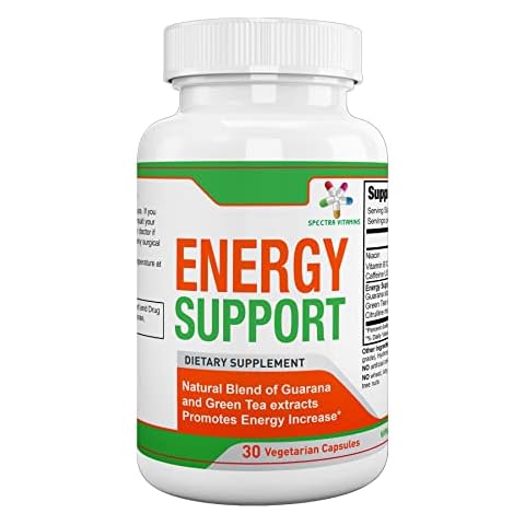 Spectra Vitamins Natural Energy Support 30 Capsules - Guarana Capsules - Vitamin B12 - Guarana and Green Tea Extracts - Citrulline Energy Supplements with Natural Energy Booster Cover