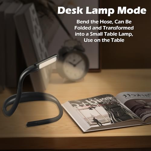KEWUZY Hals Leselampe Buch LED Buchlampe,3 Farben Stufenloses Dimmen Leselampe,Biegbare Arme, 270°Drehung des Lampenkopfes,Wiederaufladbar Nackenlampe