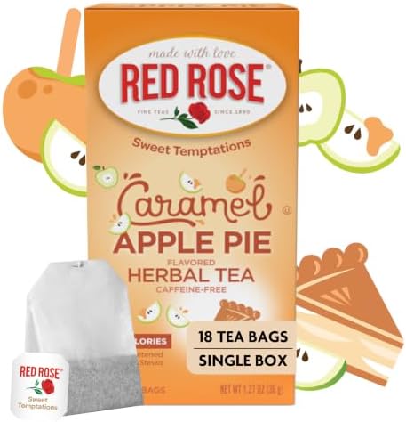 Red Rose Sweet Temptations Caramel Apple Pie Dessert Herbal Tea, 18 Bags