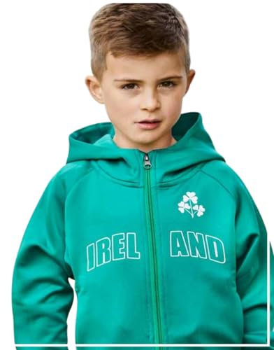Ireland Kids Shamrock Zip Hoodie Green Jacket with Long Sleeve Full Zip2