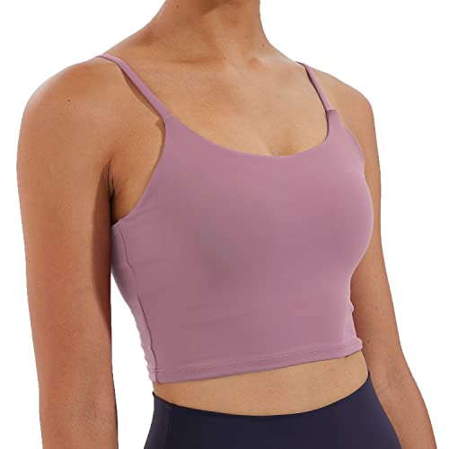 Image of Women's Strappy Stretch Sports Bra Longline Yoga Tank Top Fitness Bra Workout Camisole Crop Tops for Teen Girl