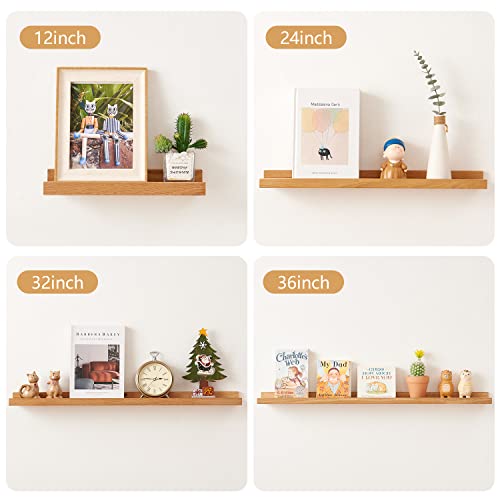 Trwiswdc Floating Shelf For Wall Natural Oak Wood Wall Shelves 24 Inch (Upgrade Width 6"), Display Picture Ledge Shelf For Bedroom Living Room Bathroom Office Kitchen Wall Storage Shelves #TOP3